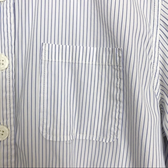 Blue White Striped Button Down Pink Check Size M - Picture 8 of 8